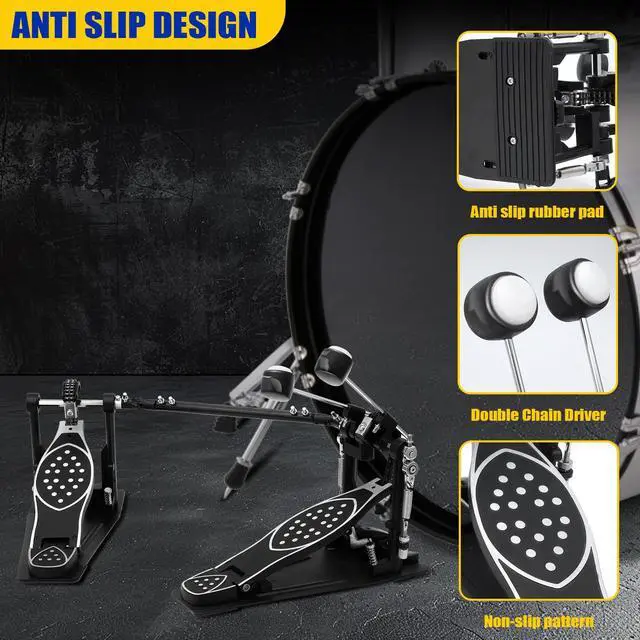 Alt view image 3 of 6 - Double Bass Drum Pedal 2.0, Ultra-Responsive Double Chain Kick Pedal with Included Drum Patch, Latest Model for Speed and Control