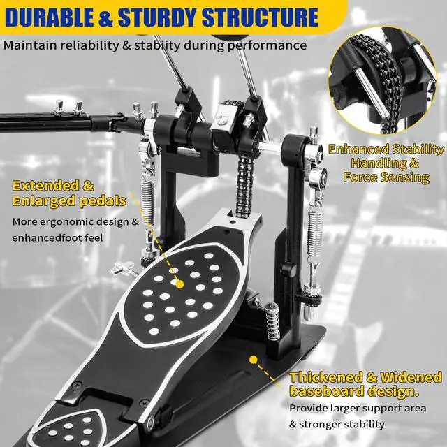 Alt view image 6 of 6 - Double Bass Drum Pedal 2.0, Ultra-Responsive Double Chain Kick Pedal with Included Drum Patch, Latest Model for Speed and Control