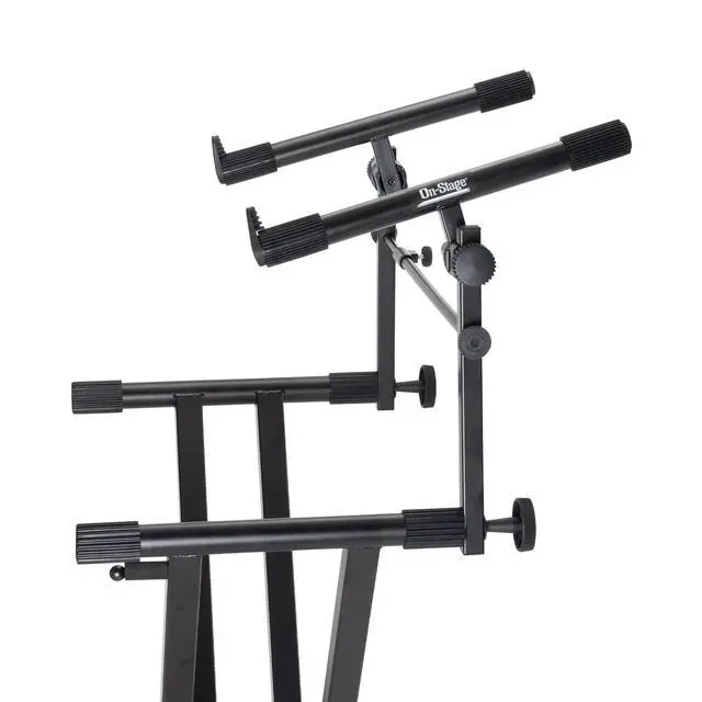 Alt view image 2 of 7 - KSA7500 Universal Second Tier for X-Style Keyboard Stand (for Stacking Keyboards, Electric Pianos, Synths, and Organs, 60 lb Capacity, Adjustable, Nonslip Arms and Feet, Metal, Black)