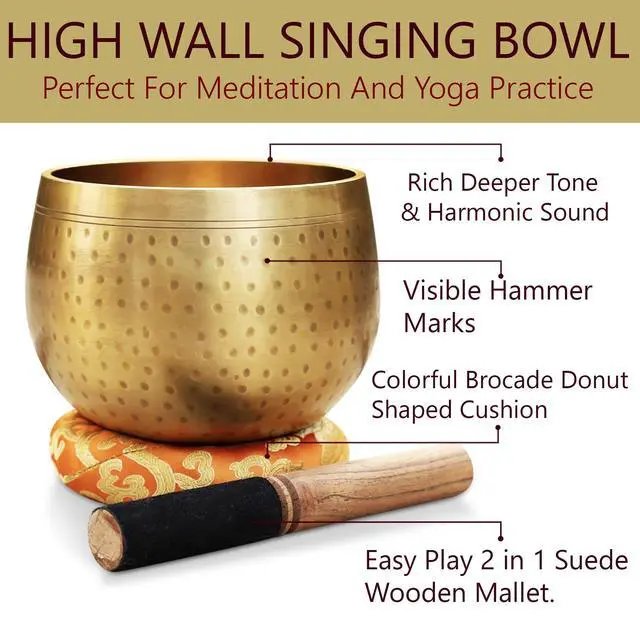 Alt view image 5 of 7 - Tibetan Ring Gong Meditation Singing Bowl Mallet Cushion Set (Jumbo)