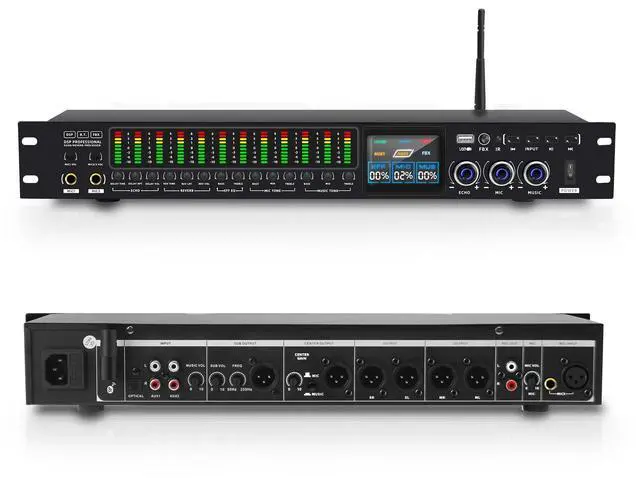 Main image of K-6 Professional KTV Digital pre-stage Effector Anti-howling Audio Processor Karaoke Mixer Reverberator with DSp effect echo USB MP3 Bluetooth optical.4 microphone input With remote control