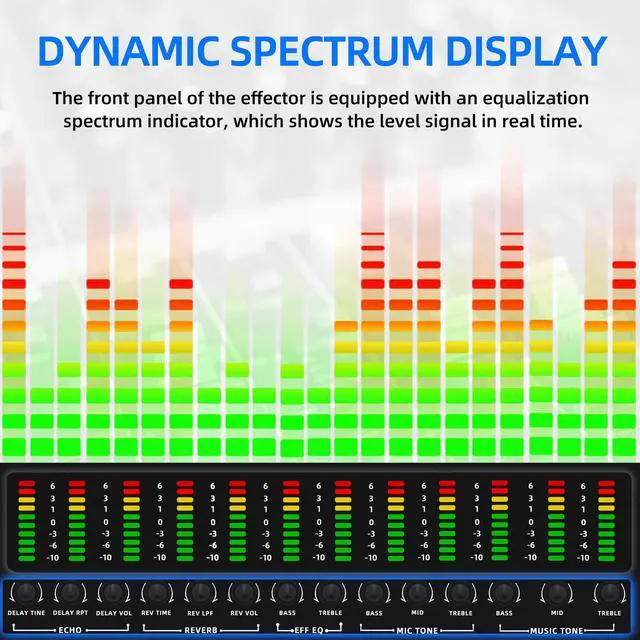 Alt view image 3 of 7 - K-6 Professional KTV Digital pre-stage Effector Anti-howling Audio Processor Karaoke Mixer Reverberator with DSp effect echo USB MP3 Bluetooth optical.4 microphone input With remote control