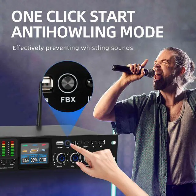 Alt view image 4 of 7 - K-6 Professional KTV Digital pre-stage Effector Anti-howling Audio Processor Karaoke Mixer Reverberator with DSp effect echo USB MP3 Bluetooth optical.4 microphone input With remote control