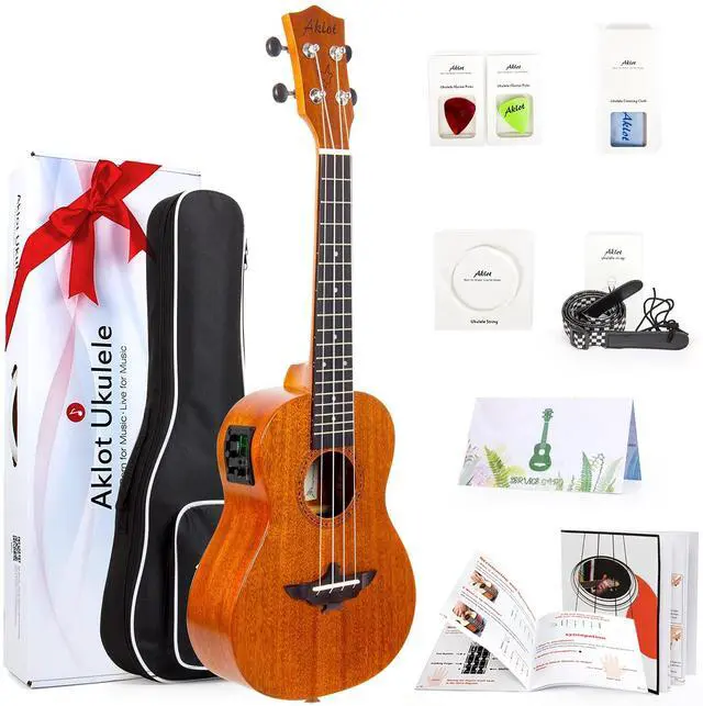 Main image of Ukulele, Electric Tenor Ukelele Solid Mahogany 26 inch for Professional Beginners Adults Kit with Free Online Lesson and Uke Accessories
