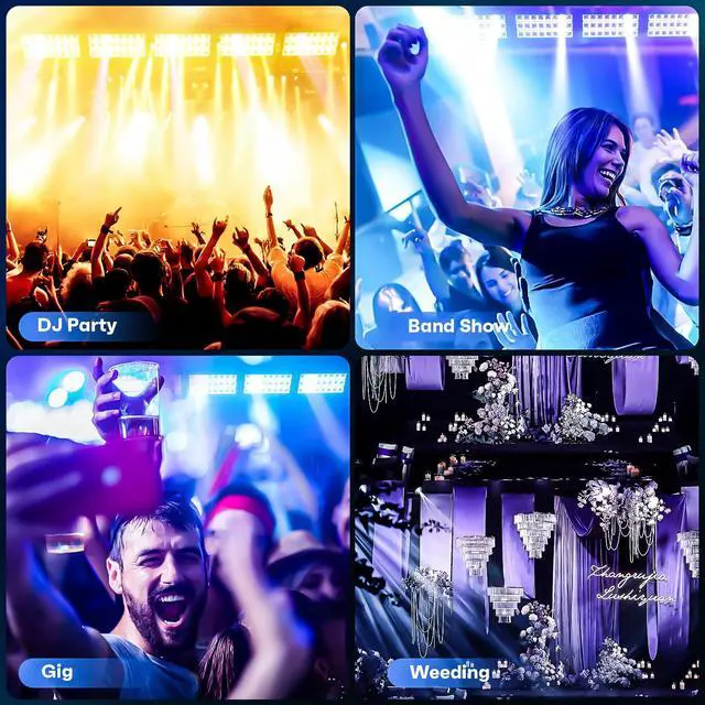 Alt view image 6 of 7 - LED Stage Light 300W Strobe Lights, Wash & Beam DJ Bar Lighting, 664 Pcs RGBW LED with DMX512 Sound Activated 5/10/112 CH Uplights for Christmas Event Party Wedding Church Disco Club