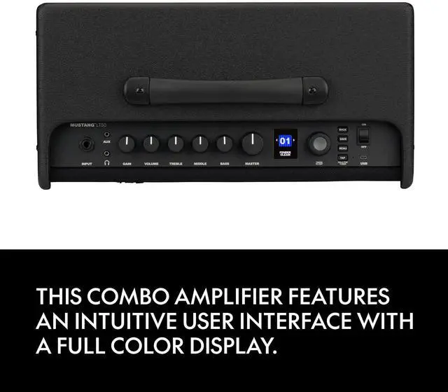 Alt view image 4 of 7 - Mustang LT50 Guitar Amp, 50 Watts, with 30 Preset Effects with USB Audio Interface for Recording, Black | 1x12\ Speaker, USB Audio and Firmware, 60 Presets, 20 Amp Models