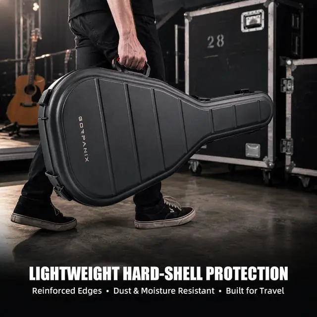 Alt view image 6 of 7 - Guitar Case Hard for 41"-42" Acoustic Guitar, Waterproof Hard Shell Case with Thick Padding, Durable PP One-Piece Molded for Most Standard Acoustic Guitars