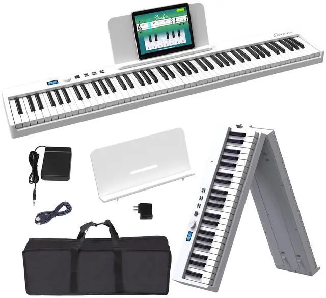 Main image of Folding Piano Keyboard 88 Key, Portable Piano Keyboard with Standard Semi Weighted Key, Foldable Piano Support Bluetooth/MIDI with Pedal, Speakers, Ideal for Beginner and Adult