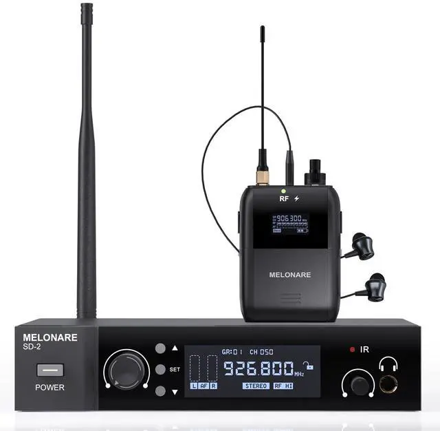 Main image of Wireless IEM System Auto Scan Stereo SD-2-1R | 50 Frequencies, 164 ft Range, 1 Bodypack Receiver, Earphones, Musicians, Bands, Studio