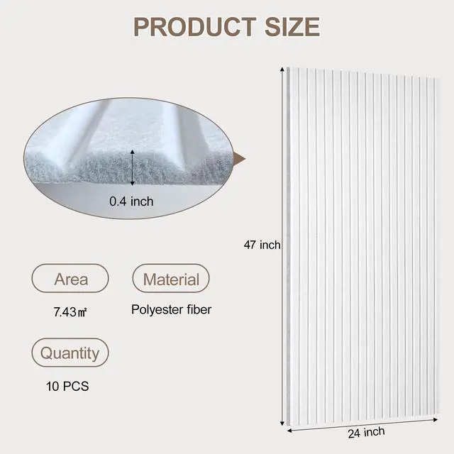 Alt view image 4 of 7 - 10 Packs Acoustic Panels,Large 47" X 24" X 0.38" Soundproof Wall Panels,Self-adhesive Sound Absorbing Dampening Panel,Sound Proof Panels for Walls Home Studio and Office(White)