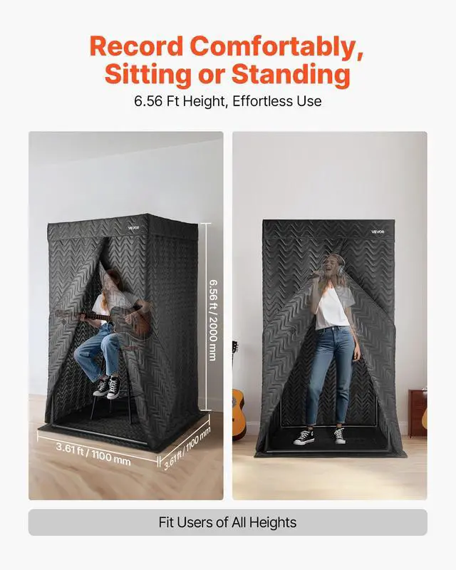 Alt view image 3 of 7 - Portable Vocal Booth, 6.56 ft Height, Pro-Grade Recording Studio with Travel Bag, Mobile Tablet Stand, Thickened Soundproofing, Sound Isolation Booth for Echo-Free Vocals, Podcasts, Voiceovers