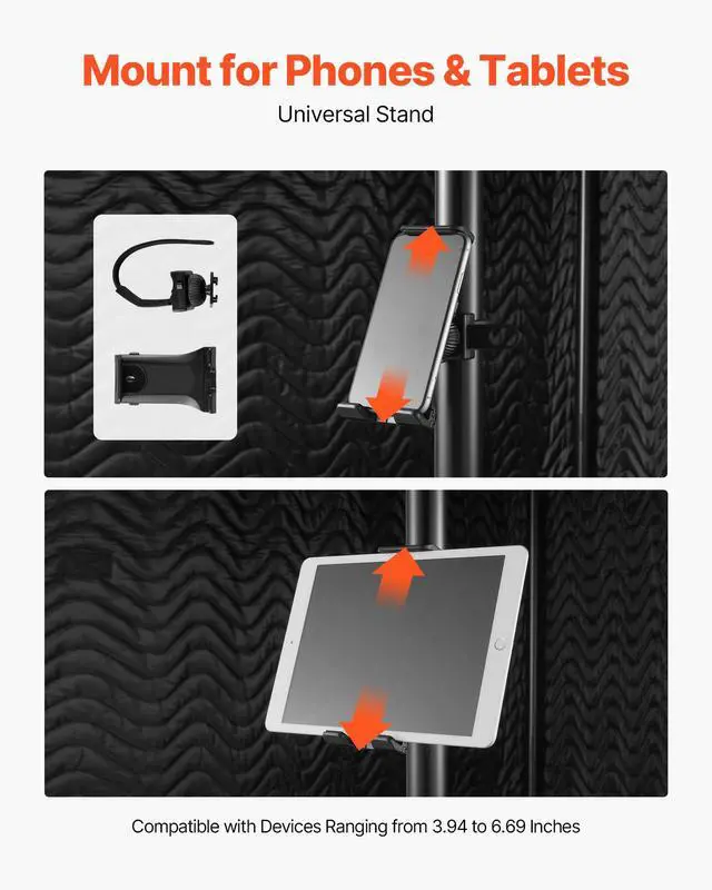 Alt view image 5 of 7 - Portable Vocal Booth, 6.56 ft Height, Portable Recording Studio with Travel Bag, Mobile Tablet Stand, Thickened Soundproofing, Sound Isolation Booth for Echo-Free Vocals, Podcasts, Voiceovers
