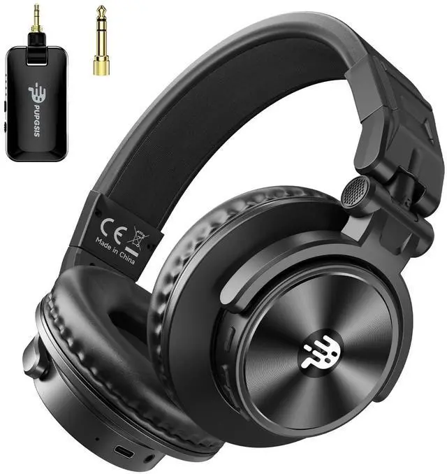 Main image of PUPGSIS 2.4GHz Wireless DJ Headphones,20ms Low Latency Studio Headphones with 1/4 to 3.5mm Jack for Keyboard Turntable Laptop,Dongle/Bluetooth/Wired Connection for Studio Monitor & Mixing DJ,Black