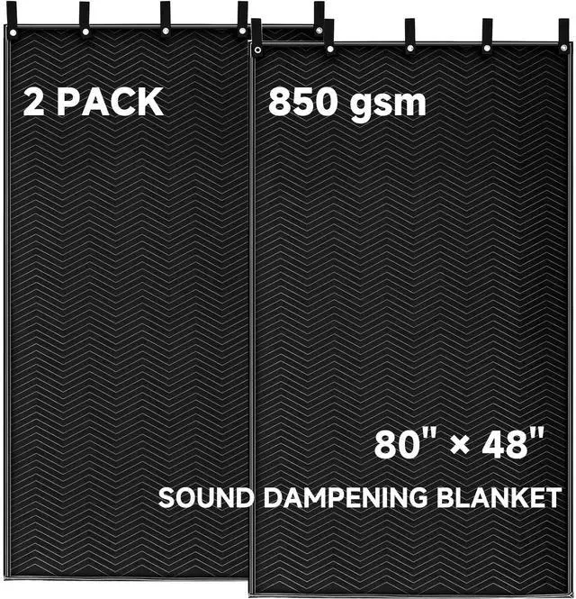 Main image of 2 Pcs Large Sound Dampening Blanket 48" x 80", 850GSM Acoustic Sound Blanket with Grommets,Heavy Duty Studio Sound Absorption Blankets,Acoustic Blanket Noise Reduce,Light Blocker,Moving Blankets