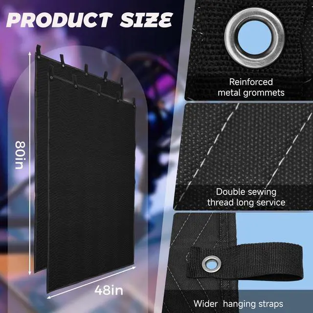 Alt view image 6 of 7 - 2 Pcs Large Sound Dampening Blanket 48" x 80", 850GSM Acoustic Sound Blanket with Grommets,Heavy Duty Studio Sound Absorption Blankets,Acoustic Blanket Noise Reduce,Light Blocker,Moving Blankets