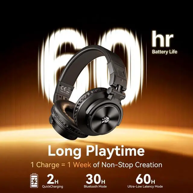 Alt view image 5 of 7 - PUPGSIS 2.4GHz Wireless DJ Headphones,20ms Low Latency Studio Headphones with 1/4 to 3.5mm Jack for Keyboard Turntable Laptop,Dongle/Bluetooth/Wired Connection for Studio Monitor & Mixing DJ,Black