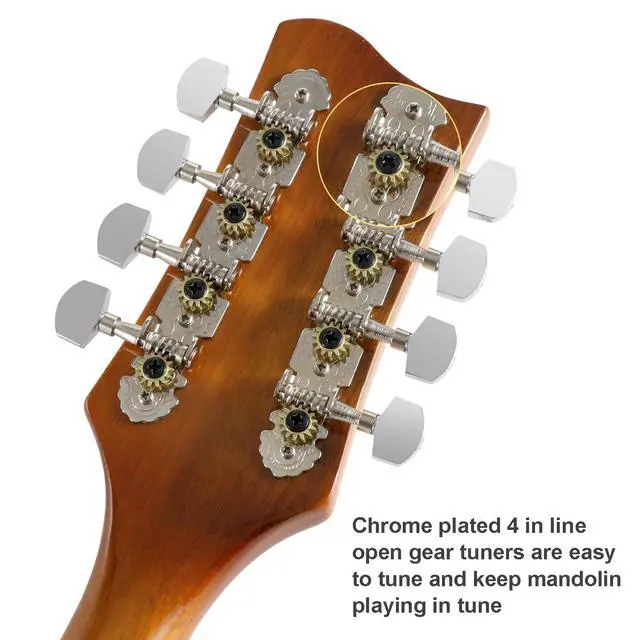 Alt view image 4 of 7 - A-Style 8 String Acoustic-Electric Mandolin Instrument with Pickup | Sapele Top, Arched F Holes Body, Okoume Neck, Walnut Bridge, Gig Bag, Cable, Tuner, Strings, Strap, Picks and Polish Cloth