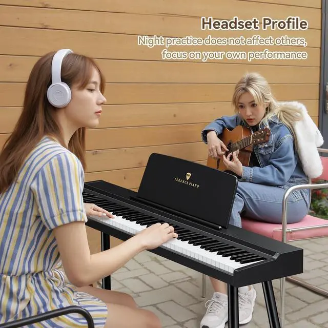 Alt view image 4 of 7 - Keyboard Piano 88 Key Digital: 88 Key Piano keyboard Semi-Weighted Full Size Keyboard Digital Premium Sound MIDI Headphone Jack Triple Pedal Compact Design for Beginners to Professionals