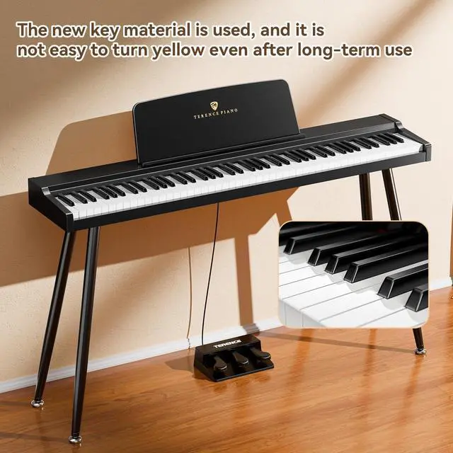 Alt view image 6 of 7 - Keyboard Piano 88 Key Digital: 88 Key Piano keyboard Semi-Weighted Full Size Keyboard Digital Premium Sound MIDI Headphone Jack Triple Pedal Compact Design for Beginners to Professionals