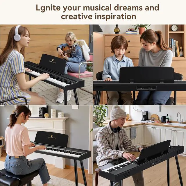 Alt view image 7 of 7 - Keyboard Piano 88 Key Digital: 88 Key Piano keyboard Semi-Weighted Full Size Keyboard Digital Premium Sound MIDI Headphone Jack Triple Pedal Compact Design for Beginners to Professionals