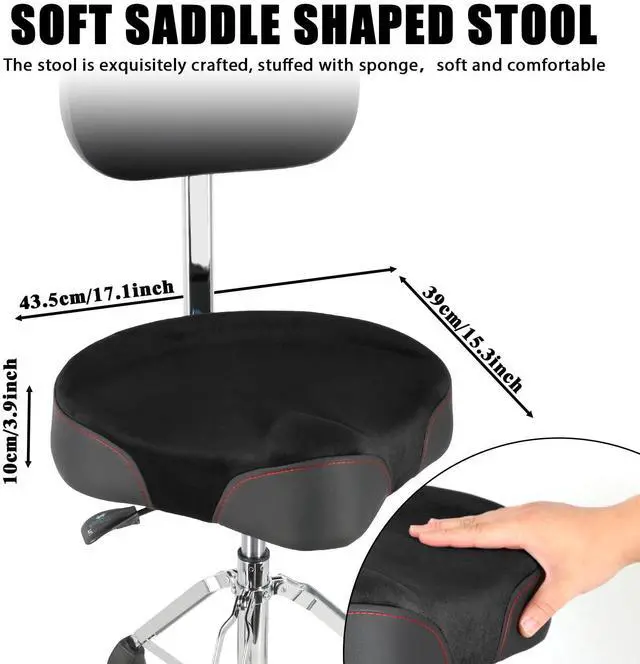 Alt view image 2 of 7 - Drum Throne with Backrest,Heavy Duty Drum Stools Height Adjustable Motorcycle Style Hydraulic Drum Seat Drum Chair for Adult Drummer(Black)