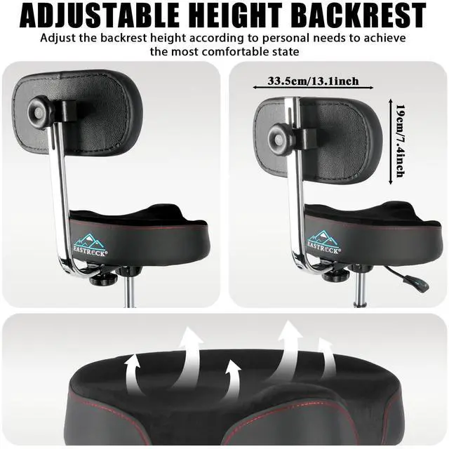 Alt view image 3 of 7 - Drum Throne with Backrest,Heavy Duty Drum Stools Height Adjustable Motorcycle Style Hydraulic Drum Seat Drum Chair for Adult Drummer(Black)