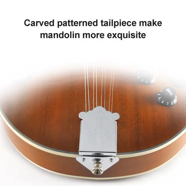 Alt view image 6 of 7 - A-Style 8 String Acoustic-Electric Mandolin Instrument with Pickup | Sapele Top, Arched F Holes Body, Okoume Neck, Walnut Bridge, Gig Bag, Cable, Tuner, Strings, Strap, Picks and Polish Cloth