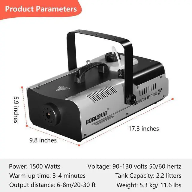 Alt view image 5 of 7 - 1500W Fog Machine 2.2L Wireless Remote Stage Smoke Machine | 1500W Fast Heat, Professional, Wireless Remote, Auto Mode, Overheat Protection, for Halloween Stage Party Theatre Events