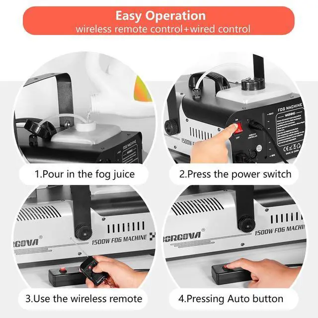Alt view image 6 of 7 - 1500W Fog Machine 2.2L Wireless Remote Stage Smoke Machine | 1500W Fast Heat, Professional, Wireless Remote, Auto Mode, Overheat Protection, for Halloween Stage Party Theatre Events