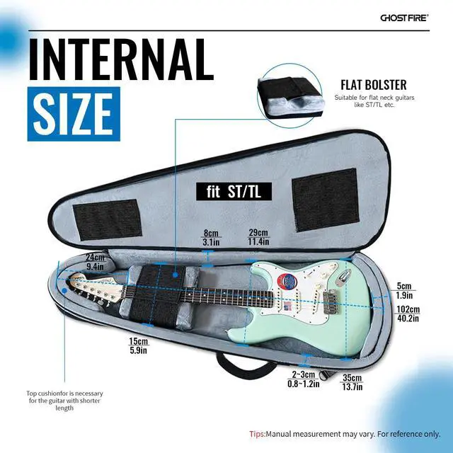 Alt view image 3 of 7 - Super Thick High-End Guitar Gig Bag for ST/TL/LP/SG Guitar, Grey | Padded Electric Guitar Case for ST/TL/LP/SG Guitar, Waterproof Guitar Bag with Detachable Expansion Pouch