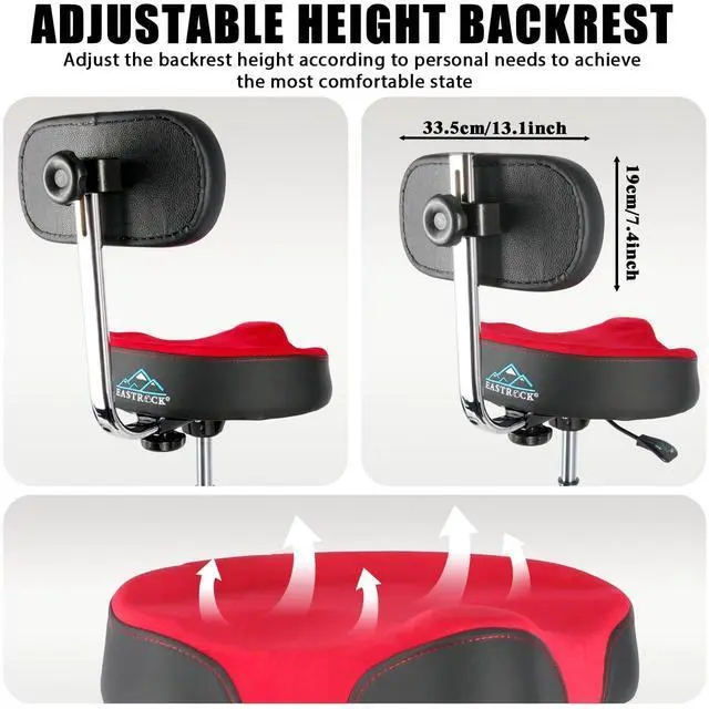 Alt view image 3 of 6 - Drum Throne with Backrest,Heavy Duty Drum Stools Height Adjustable Motorcycle Style Hydraulic Drum Seat Drum Chair for Adult Drummer(Red)