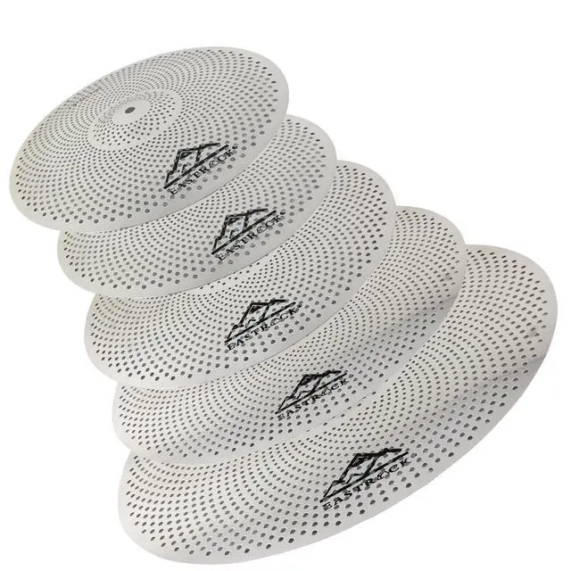 Alt view image 7 of 7 - 5 Pieces Low Volume Cymbal Pack with Cymbal Bag and Felts,Silver | Cymbals for Drum Set (14"Hi-hat+16"Crash+18"Crash+20"Ride)