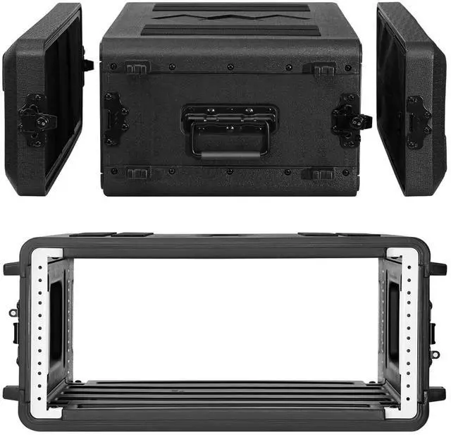 Main image of 4U Rack Case Shallow 17" Depth, 19" Rackmount Flight Cases Easy Installation Portable Carry Watertight Dust Proof 2 Space Shockproof Mount Racks with Microphone Compartments Space Saving