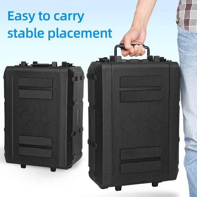 Alt view image 5 of 6 - 4U Rack Case Shallow 12" Depth, 19" Rackmount Flight Cases Easy Installation Portable Carry Watertight Dust Proof 2 Space Shockproof Mount Racks with Microphone Compartments Space Saving