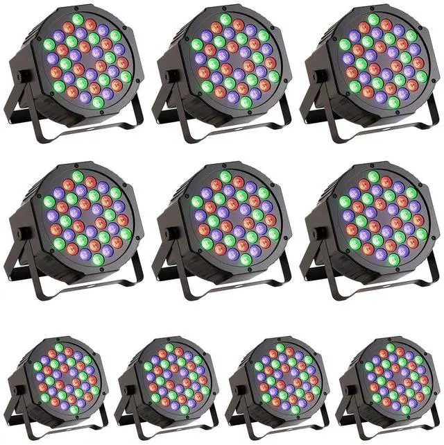 Main image of 36 LED Stage Lights 7 Modes RGB DJ Par Lights with Sound Activated Remote and DMX Control DJ Uplighting for Birthday Party Events Wedding Christmas Stage Lighting (10 Packs)