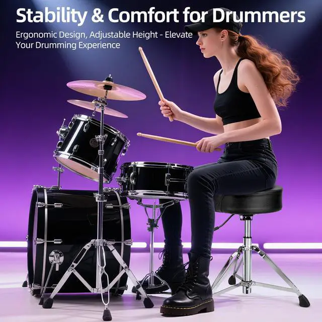 Alt view image 5 of 7 - Hydraulic Drum Throne, Heavy Duty Drum Stool, Height Adjustable Drum Seat, Motorcycle Style Drummers Chair, Music Stool for Drummer Adults