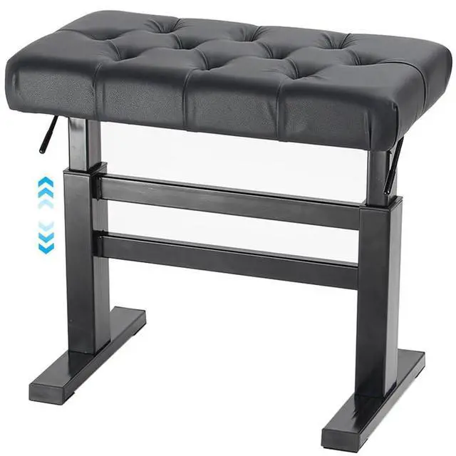 Main image of Hydraulic Lifting Piano Bench Height Adjustable Tufted | Keyboard Bench Heavy Duty Piano Stool with 23.62" x 14.17" PU Leather High-Density Sponge & Alloy Base, 2 Styles