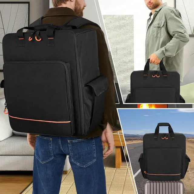 Alt view image 5 of 7 - Padded Par Light Bag (Backpack) Fits 8 Par Lights | Par Lights Case with Inner Divider and Multiple Accessory Pockets, Trolley Sleeve, Black