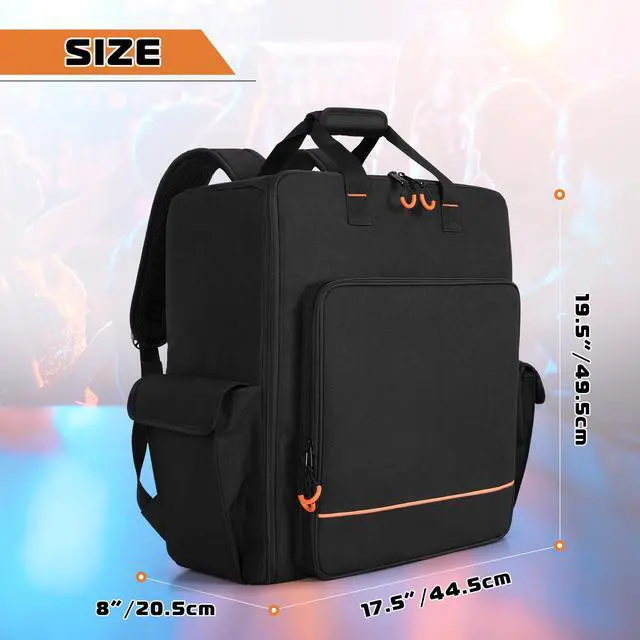 Alt view image 6 of 7 - Padded Par Light Bag (Backpack) Fits 8 Par Lights | Par Lights Case with Inner Divider and Multiple Accessory Pockets, Trolley Sleeve, Black