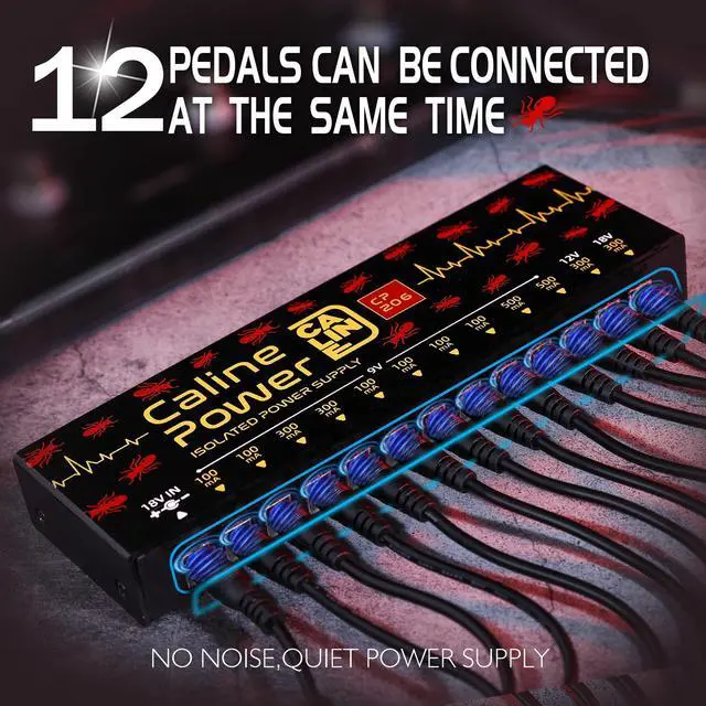 Alt view image 4 of 6 - Guitar Pedal Power Supply, True Isolated Pedalboard Power Supply with 12 Outputs, Noiselessly CP-206