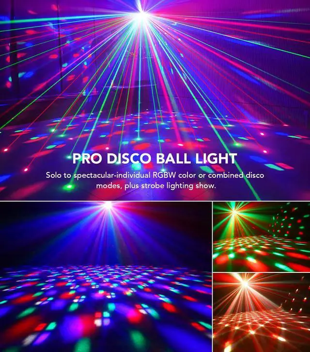 Alt view image 3 of 7 - 6-in-1 DJ Light with Stand, RGBW Disco Lights, Strobes, Laser Light | Disco Ball Lights, Wide Laser Beams, RGBW+UV Strobes, DMX512, Remote and Music Sync for Parties, DJ Gig and Stage Laser Show
