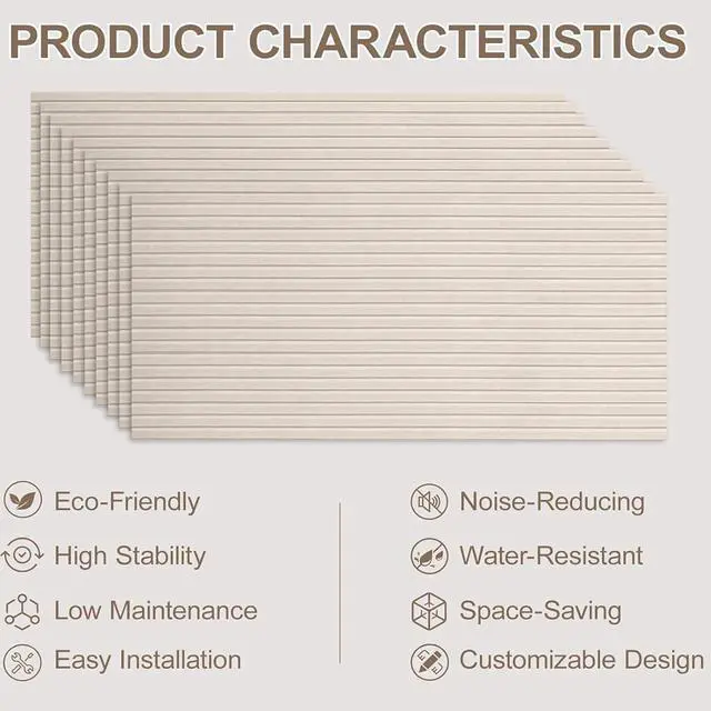 Alt view image 6 of 7 - 10Pack Large Acoustic Panels, 48x24x0.4 inch Sound Proof Panels for Walls, Self-Adhesive Sound Dampening Wall Panels, Noise Absorbing Decorative Wall Panels, Wall Noise Blocker for Home Studio (Camel)