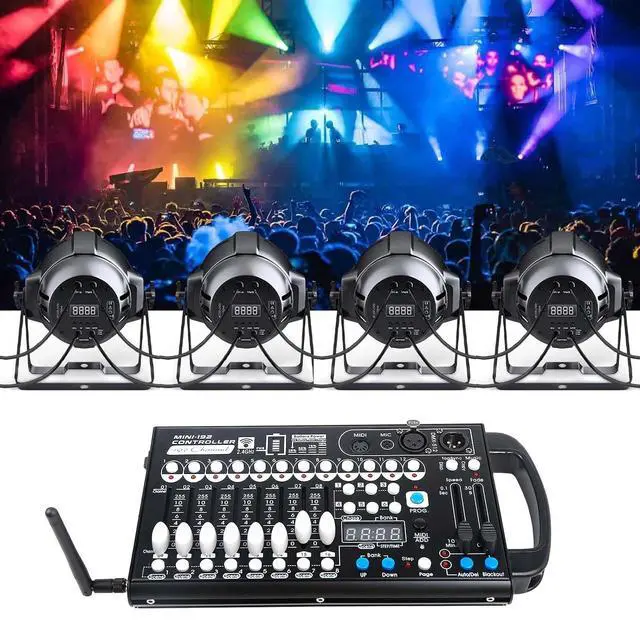 Alt view image 3 of 7 - Battery DMX Controller Wireless with MIDI, DMX Board 512 Light Controller for Dj Lights, Dmx512 Lighting Console 192ch with Built-in Battery for Control Stage Light