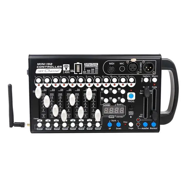 Alt view image 6 of 7 - Battery DMX Controller Wireless with MIDI, DMX Board 512 Light Controller for Dj Lights, Dmx512 Lighting Console 192ch with Built-in Battery for Control Stage Light