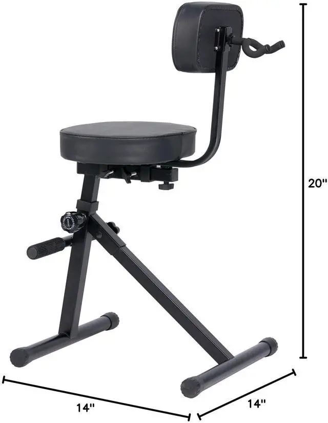 Alt view image 3 of 7 - Adjustable Guitar Stool with Backrest, Standard Guitar Seat Drum Seat, Adjustable Drum ThroneMusicians Throne