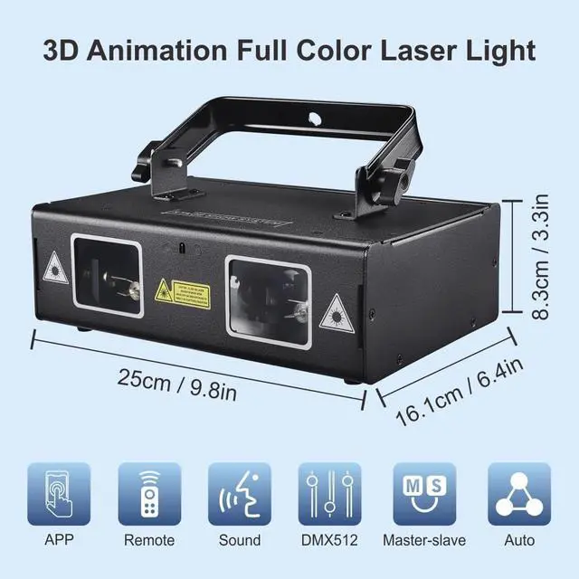 Alt view image 7 of 7 - DJ Laser Light with App Control, 3D Animation Stage Laser Machine Projector, Support Custom Drawing, Text Playback, Personalized Program, DMX Music Sound & Remote Laser for Party, Disco, Club, Bar