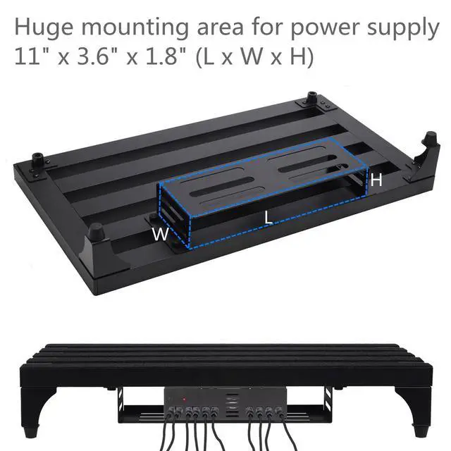 Alt view image 2 of 7 - 22" x 12.5" Aluminum Alloy Guitar Pedal Board with Power Supply Tray | Includes Carry Case & Mounting Tapes, Power Supply Storage, Lightweight