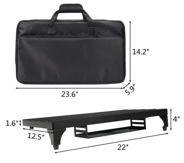 Alt view image 7 of 7 - 22" x 12.5" Aluminum Alloy Guitar Pedal Board with Power Supply Tray | Includes Carry Case & Mounting Tapes, Power Supply Storage, Lightweight