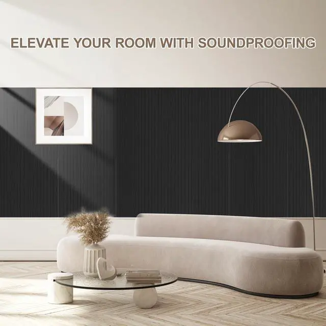 Alt view image 2 of 7 - 10Pack Large Acoustic Panels, 48x24x0.38 inch Sound Proof Panels for Walls, Self-Adhesive Sound Dampening Wall Panels, Noise Absorbing Decorative Wall Panels, Wall Noise Blocker for Home (Black)