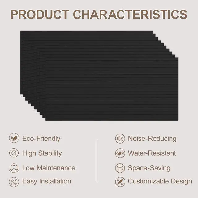 Alt view image 6 of 7 - 10Pack Large Acoustic Panels, 48x24x0.38 inch Sound Proof Panels for Walls, Self-Adhesive Sound Dampening Wall Panels, Noise Absorbing Decorative Wall Panels, Wall Noise Blocker for Home (Black)